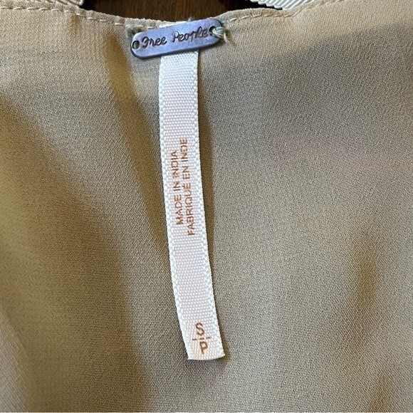 Free People Beaded Beige Tank Top Criss Cross X Back Size Small - Picture 7 of 10